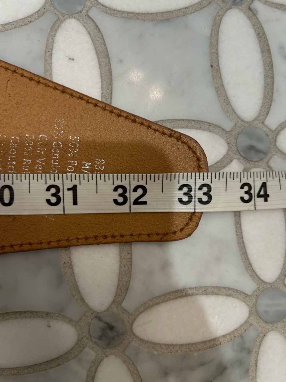 Anthropologie Beige Elastic Belt Wide With Interlocking Cognac Leather Size M - Picture 6 of 7